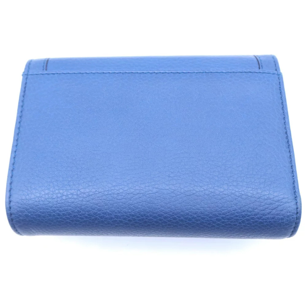 GUCCI Bamboo Bi fold Wallet Compact coin wallet Case Blue Leather - Picture 2 of 5